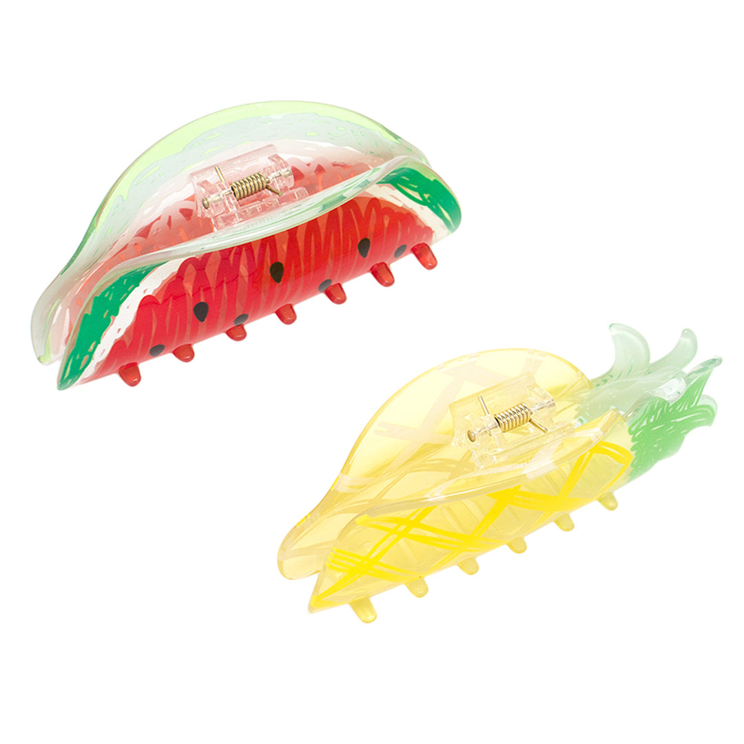 Fruit-Themed Claw Clips - Pineapple & Watermelon Set of 2