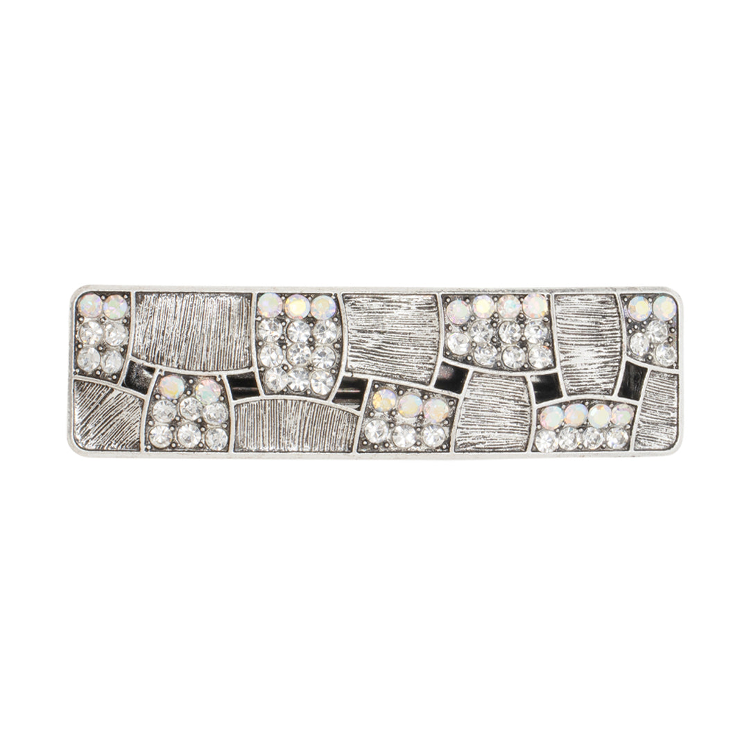 Silver Hair Barrette with Crystal Accents One Piece