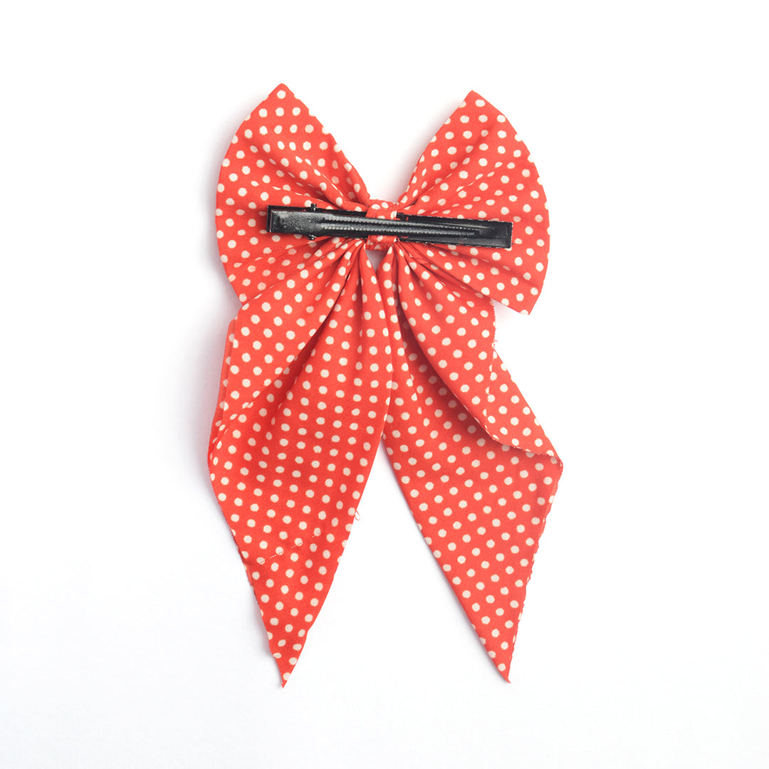 Red Polka Dot Hair Bow Clip for a Retro Look Pack of 1