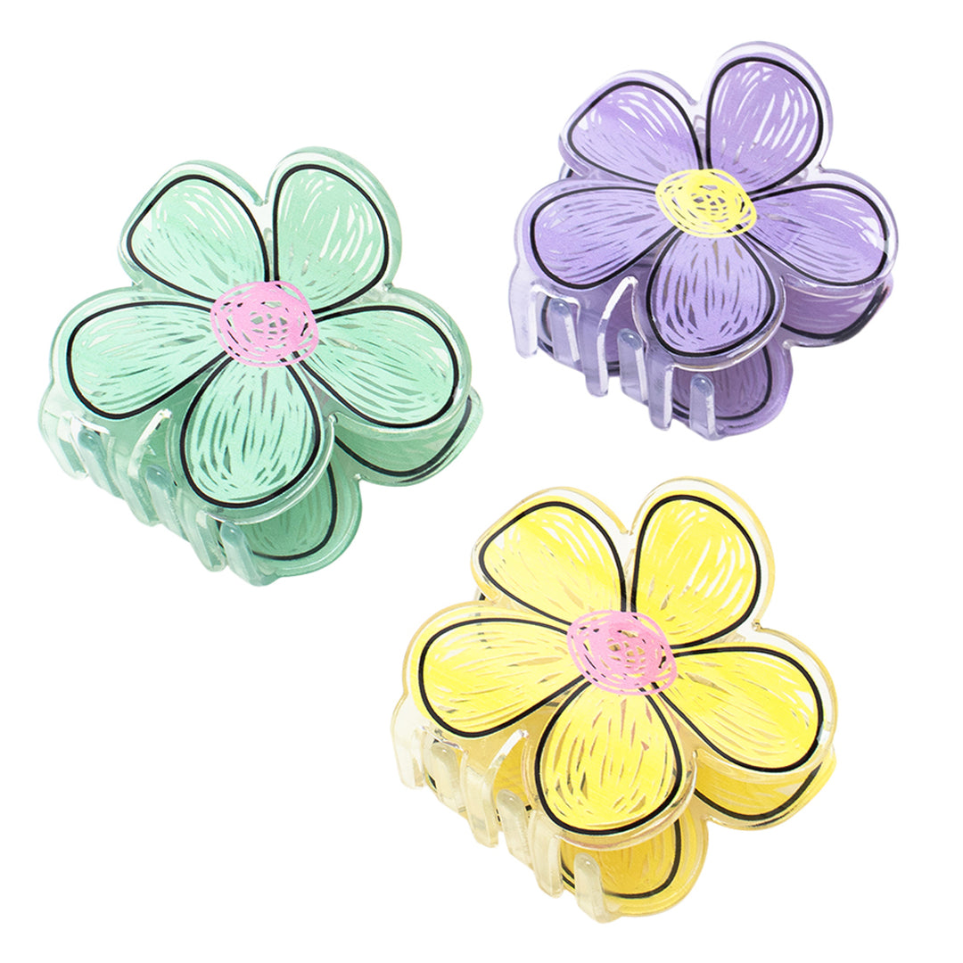 Floral Hair Clutchers | Looks Lovely on Thick, Curly Hair | Set of 3