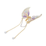 Load image into Gallery viewer, Butterfly Hair Clutcher with Pearl Chain - Golden
