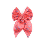 Load image into Gallery viewer, Floral Print Coral Satin Hair Bow Clip Hairpin Pack of 1
