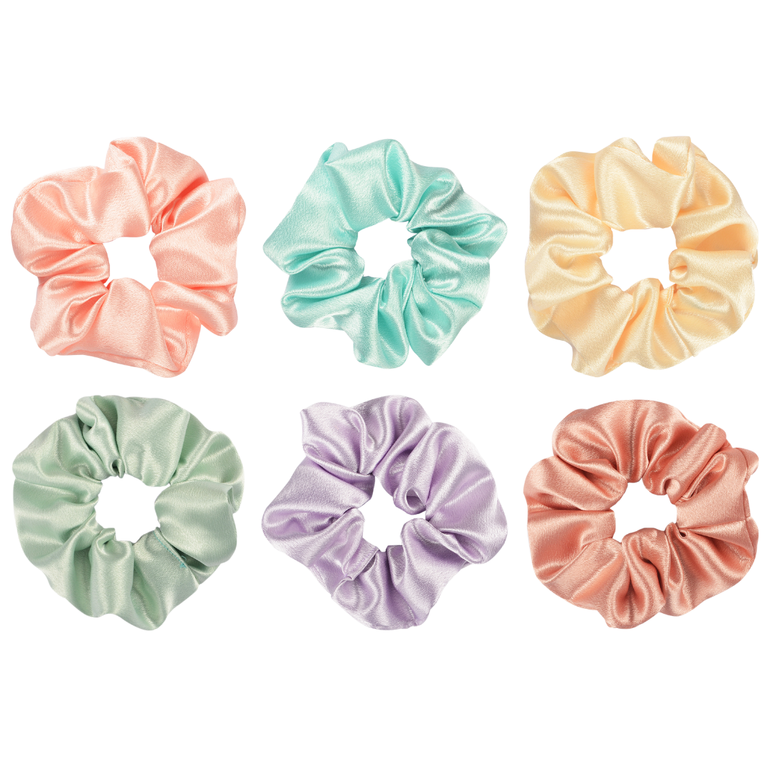 Trendy Satin Hair Scrunchies Colourful Set of 6