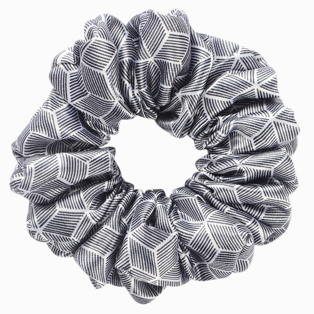 Hair Scrunchies Black & White Patterned Set of 6