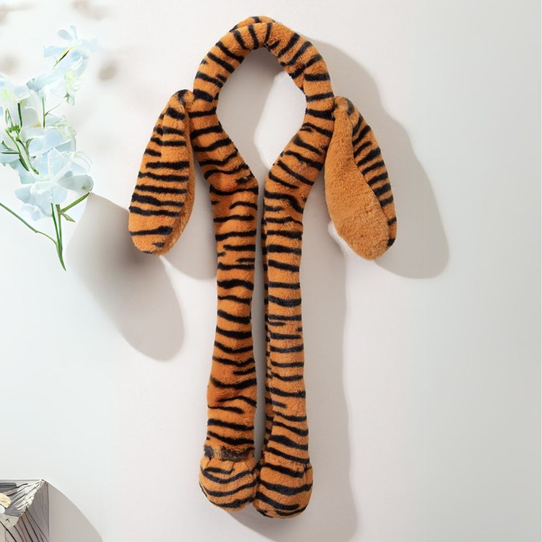 Radhu & Kabby Tiger Print Plush Hairband | Cute Animal Ear Design for Kids & Adults