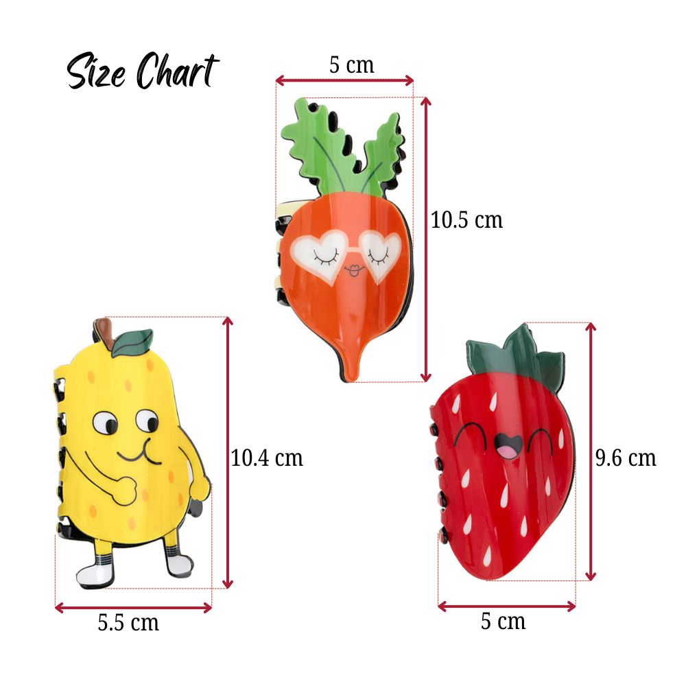 Charming Fruit Hair Clutchers for All Hair Types Set of 3