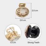 Load image into Gallery viewer, Mini Oval Hair Claw Clips – Black, Gold &amp; Smoky Topaz Set of 3