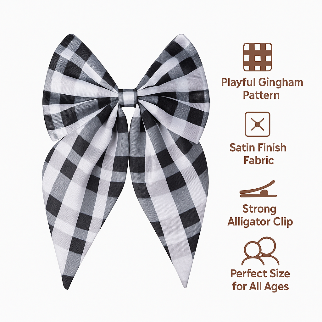 Hair Bows Set of 2 - Black and White