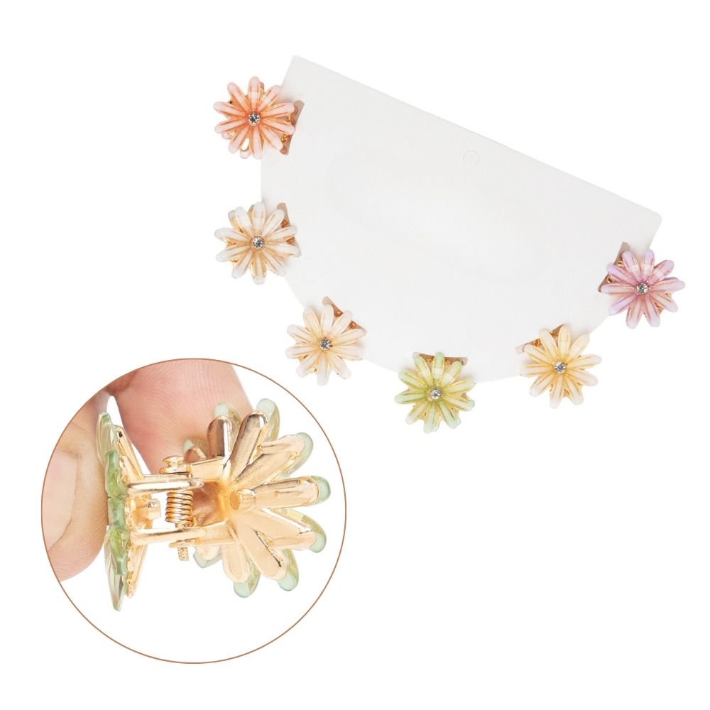 Radhu & Kabby Mini Clutchers for Girls/Women | Set of 6-Piece Flower Mini Claw Clips | Hair Clips with Multicolor Floral Design