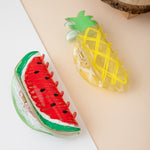 Load image into Gallery viewer, Fruit-Themed Claw Clips - Pineapple &amp; Watermelon Set of 2
