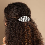 Load image into Gallery viewer, Floral Crystal Hair Barrette with White Flowers One Piece
