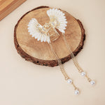 Load image into Gallery viewer, Elegant Butterfly Hair Clutcher with Pearl Chains and White Stones 1 Piece
