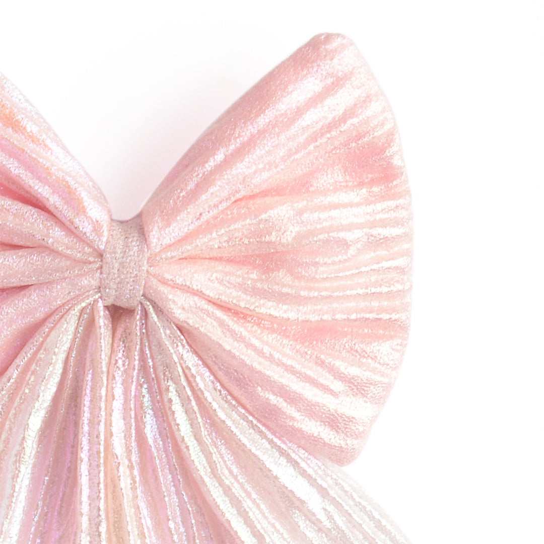 Pink Pleated Hair Bow Clip – Elegant Accessory for All Occasions Pack of 1