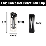 Load image into Gallery viewer, Heart Polka Dot Tic Tac Clips - Black &amp; White Set of 2
