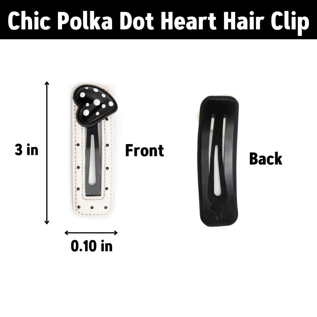 Heart Polka Dot Tic Tac Clips - Black & White Set of 2