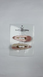 Load and play video in Gallery viewer, Gold &amp; Pink Tic Tac Hair Clip Hairpin Stylish Scalloped Design 1 Pair
