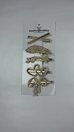 Load and play video in Gallery viewer, Rhinestone &amp; Pearl Hair Clips Perfect for Any Occasion Set of 5
