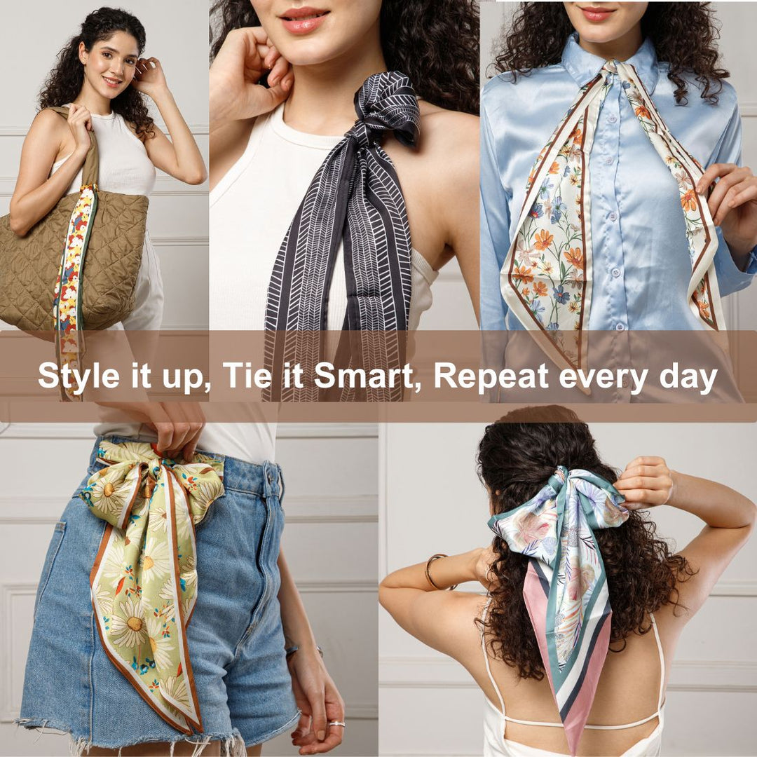 Floral Print Silk Neck Scarf for Women | Elegant & Colorful Fashion Accessory