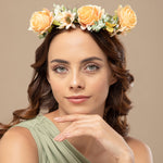 Load image into Gallery viewer, Floral Tiara for Girls – Beautiful Peach Design One Piece
