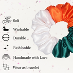 Load image into Gallery viewer, Satin Tricolor Scrunchie for Women &amp; Girls | Indian Flag Hair Accessory