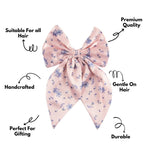 Load image into Gallery viewer, Pink Floral Print Hair Bow Clip Satin Hair Accessory Pack of 1
