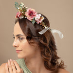 Load image into Gallery viewer, Pink Floral Tiara for Girls Adjustable Headband One Piece
