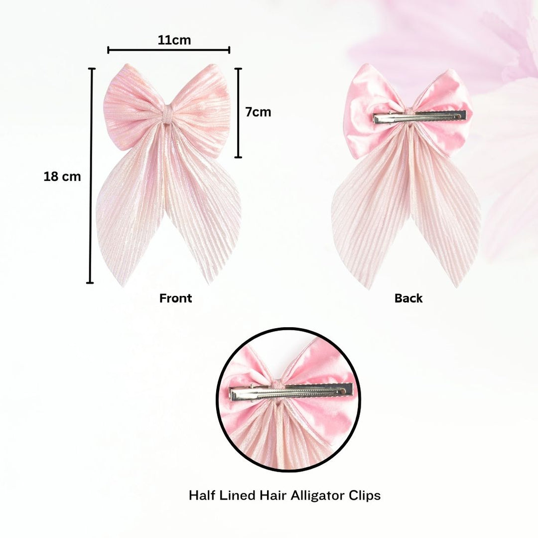 Pink Pleated Hair Bow Clip – Elegant Accessory for All Occasions Pack of 1